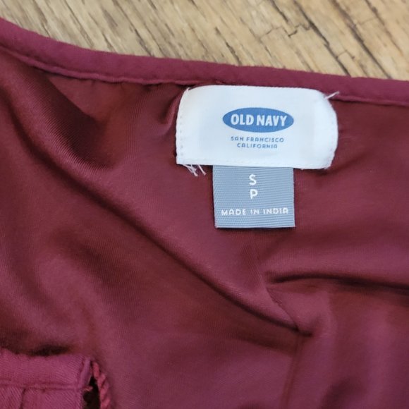 Old Navy Crepe Burgundy Long Sleeve Babydoll Smock Dress Size Small - Picture 3 of 8
